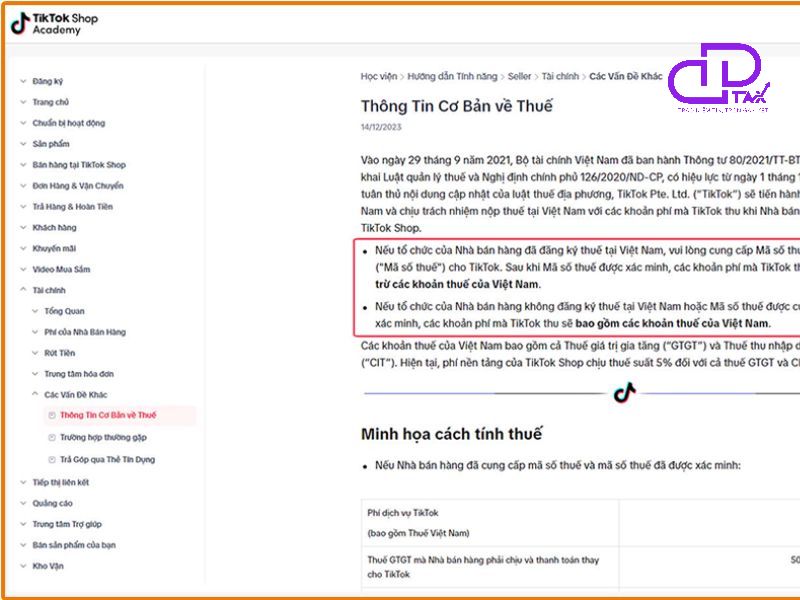Cách tính thuế Tik Tok Shop nhanh nhất