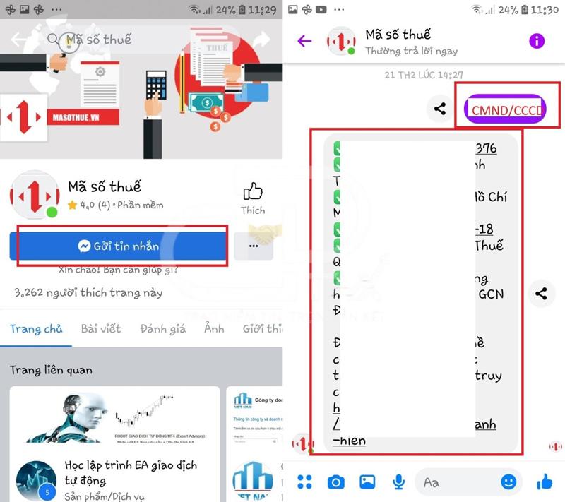 Lưu thông tin mã số thuế cá nhân trên facebook