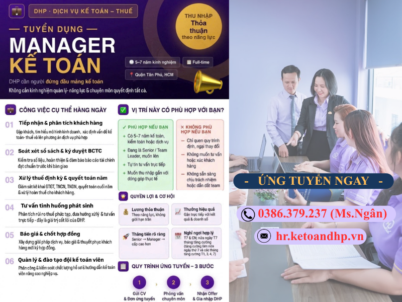 Tuyển dụng Marager kế Toán